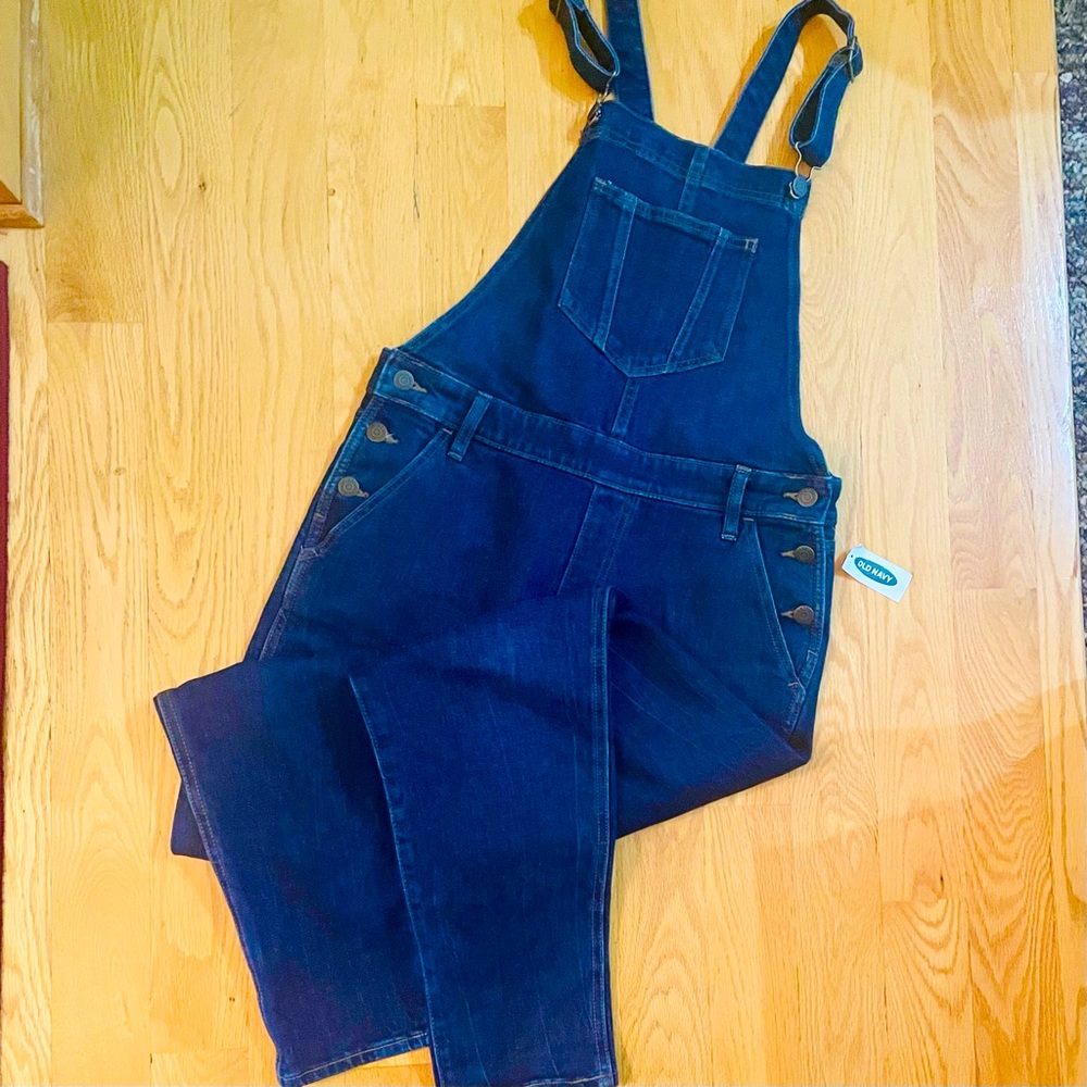Old Navy Dark Wash Relaxed Fit Overalls